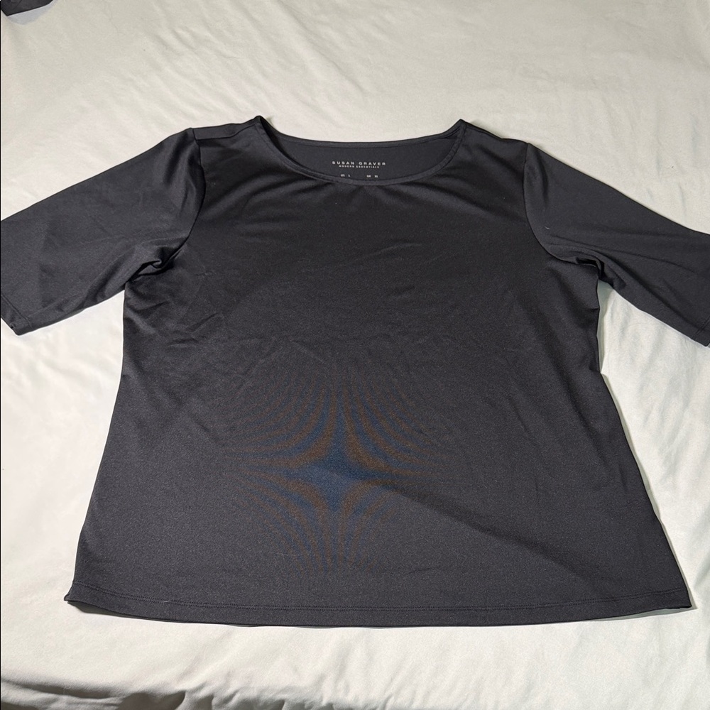 Susan Graver black Short Sleeve Top
